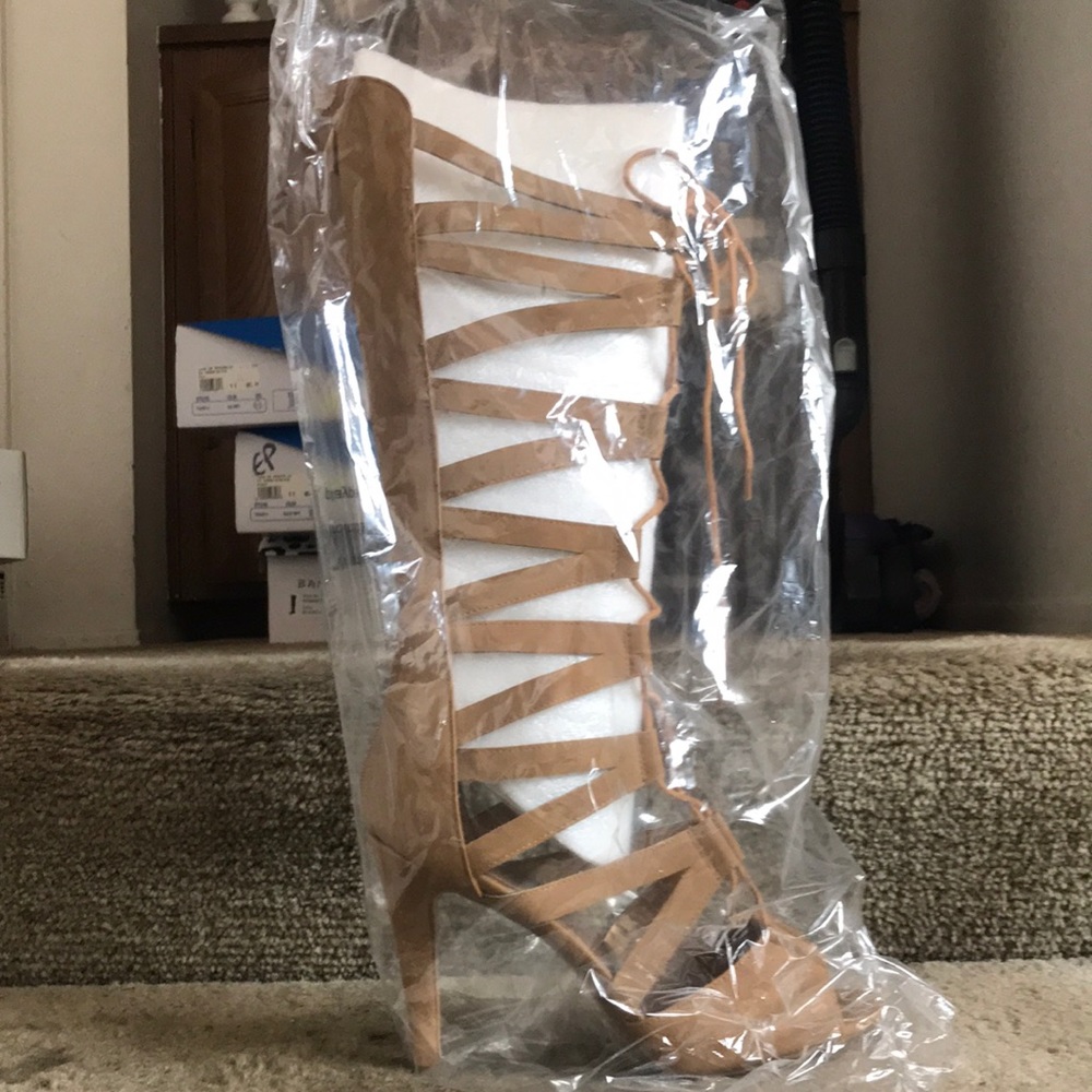 Tan Lace Up Heels